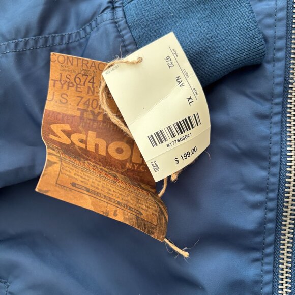 NWT SCHOTT Embroidered Jacket in Navy Blue  Flight Naval Bomber  MEN'S XL - Picture 7 of 11